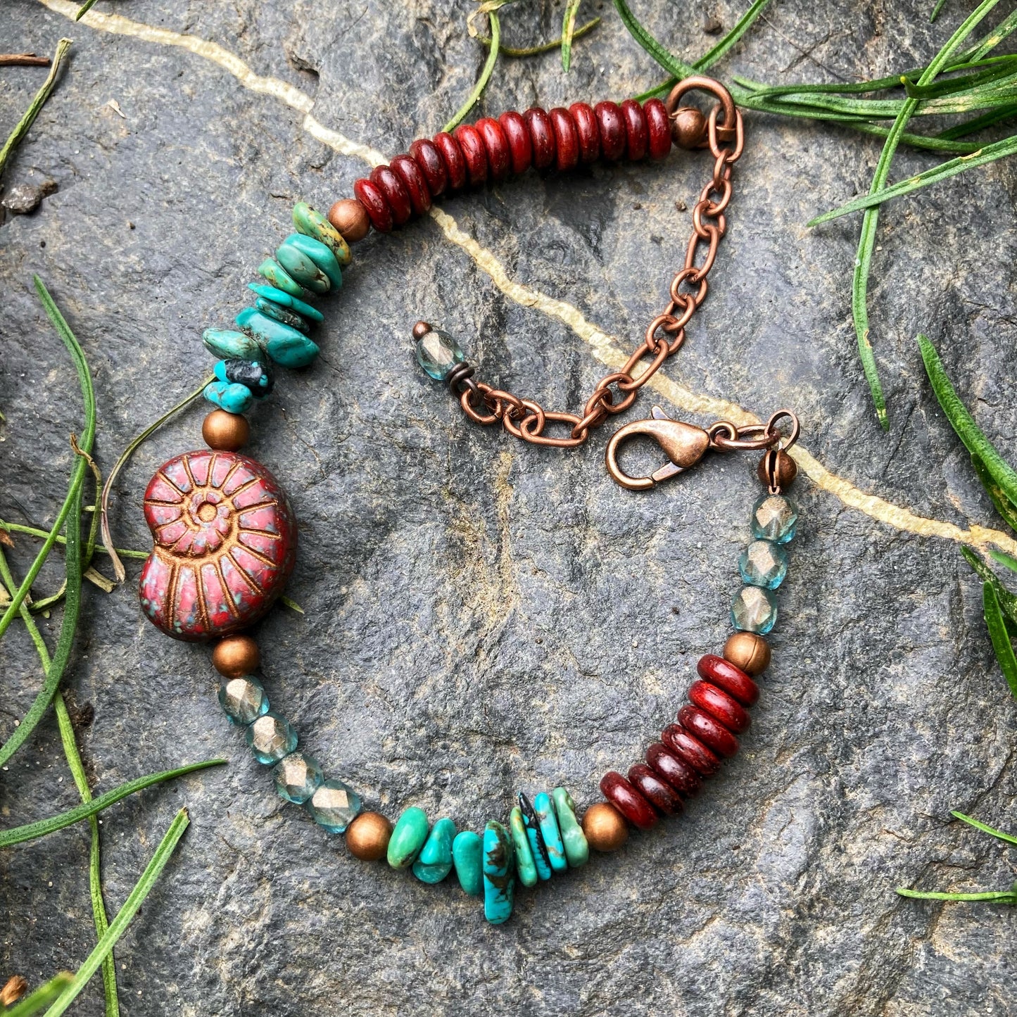 Red Ammonite Bracelet