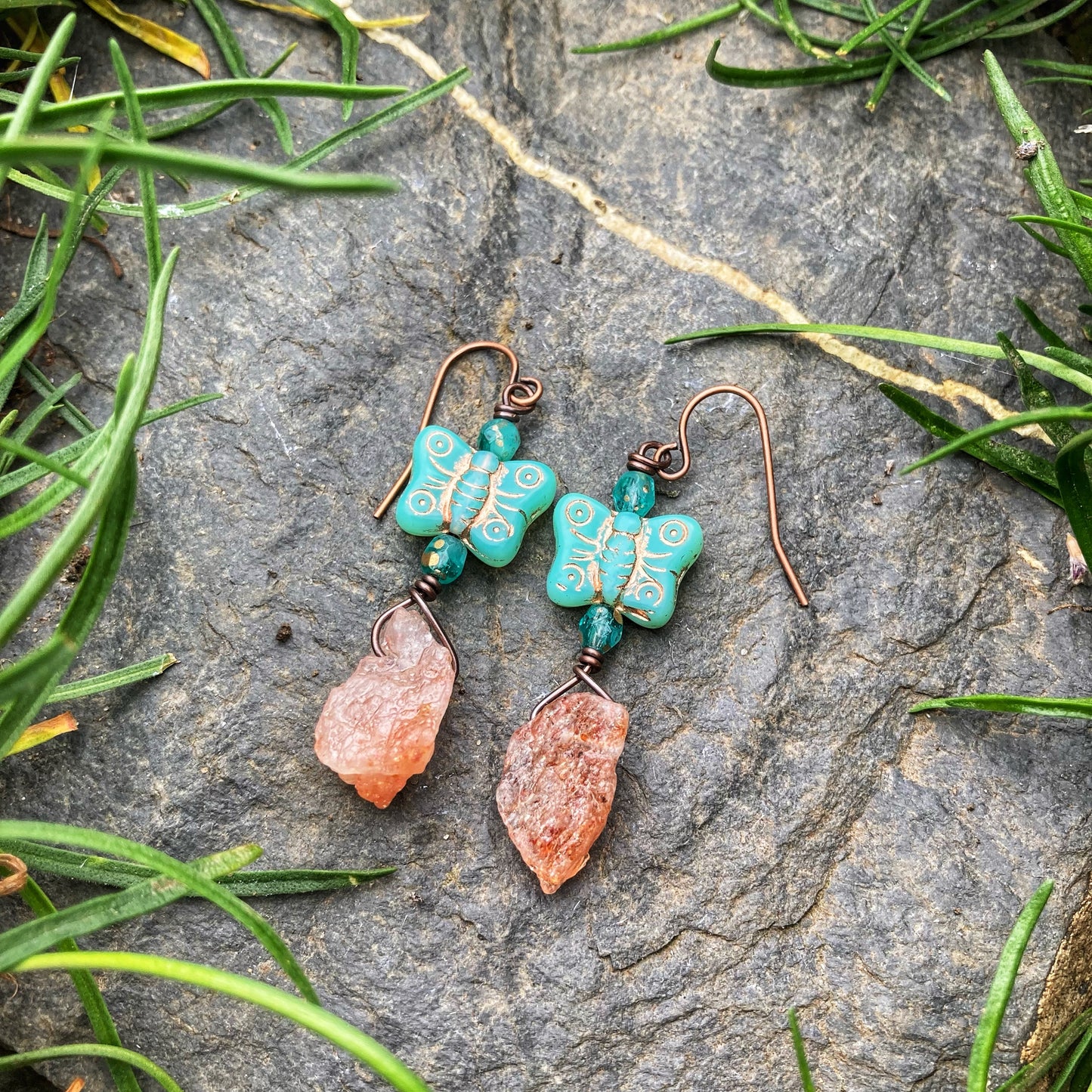 Sunstone Butterfly Earrings