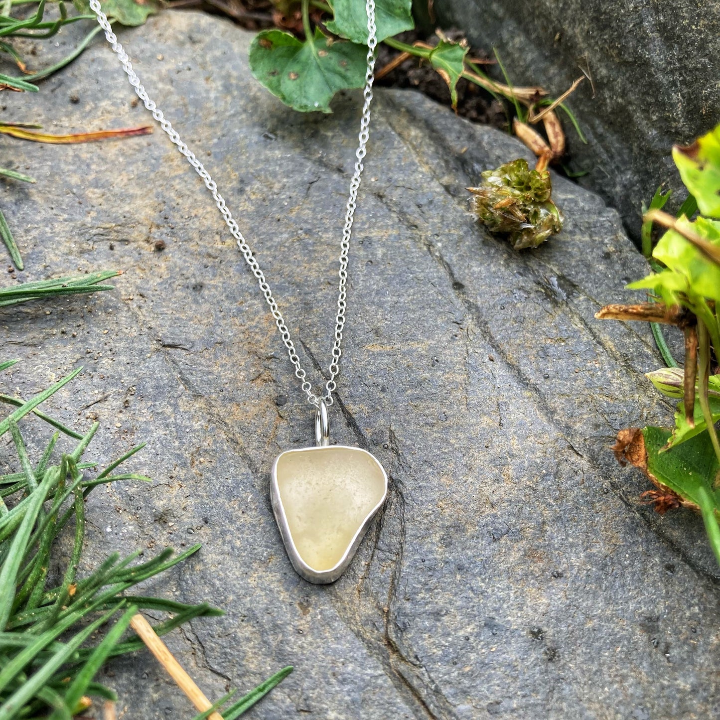 Yellow Sea Glass Necklace