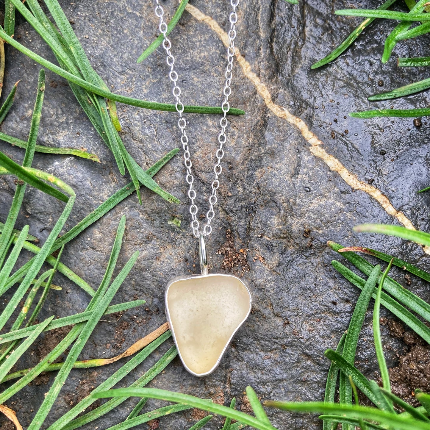 Yellow Sea Glass Necklace